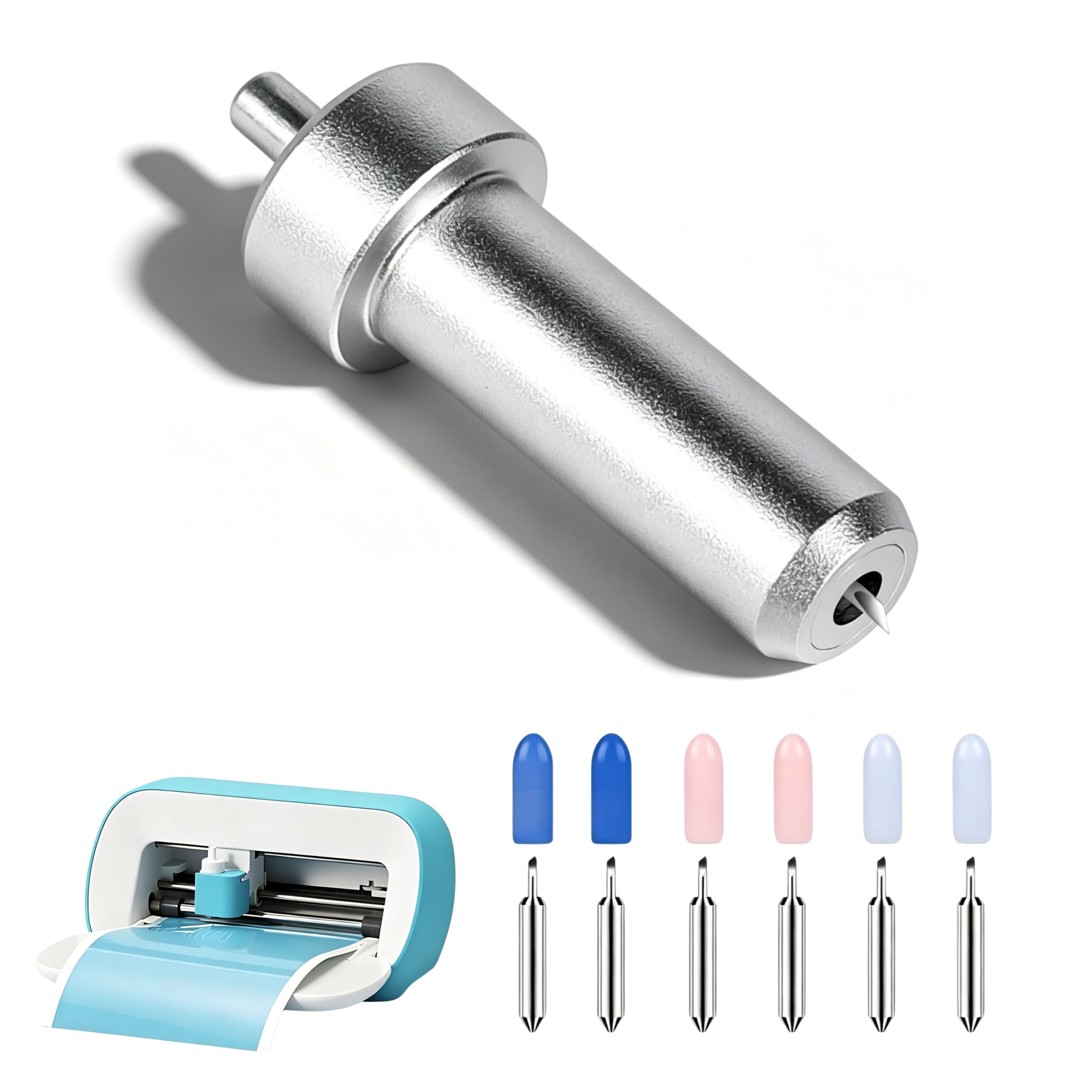 Replacement Blades Compatible with Cricut Joy Xtra/Extra, 6 Cutting Blades with 1 Holder, 30/45/60 Degree Fine Point Blades Fit for Vinyl, Cardstock, Fabric (Silver)