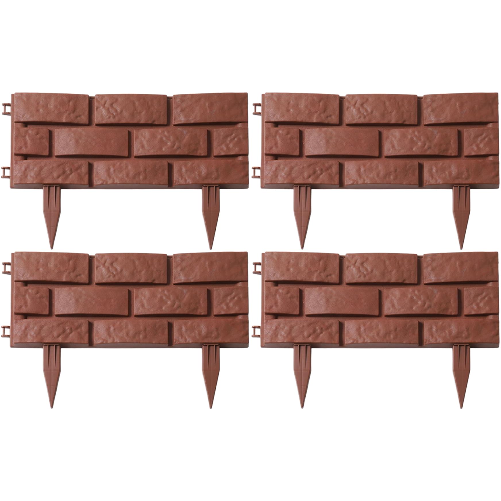 Clôture de jardin en plastique brique 4 pièces pour bordure de pelouse décorative