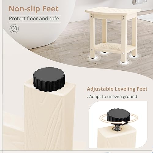 Miniatura 5 de LUE BONA Banco de ducha de polietileno, taburete de ducha negro para ducha interior, impermeable, taburete de ducha de baño, spa, taburete de pie