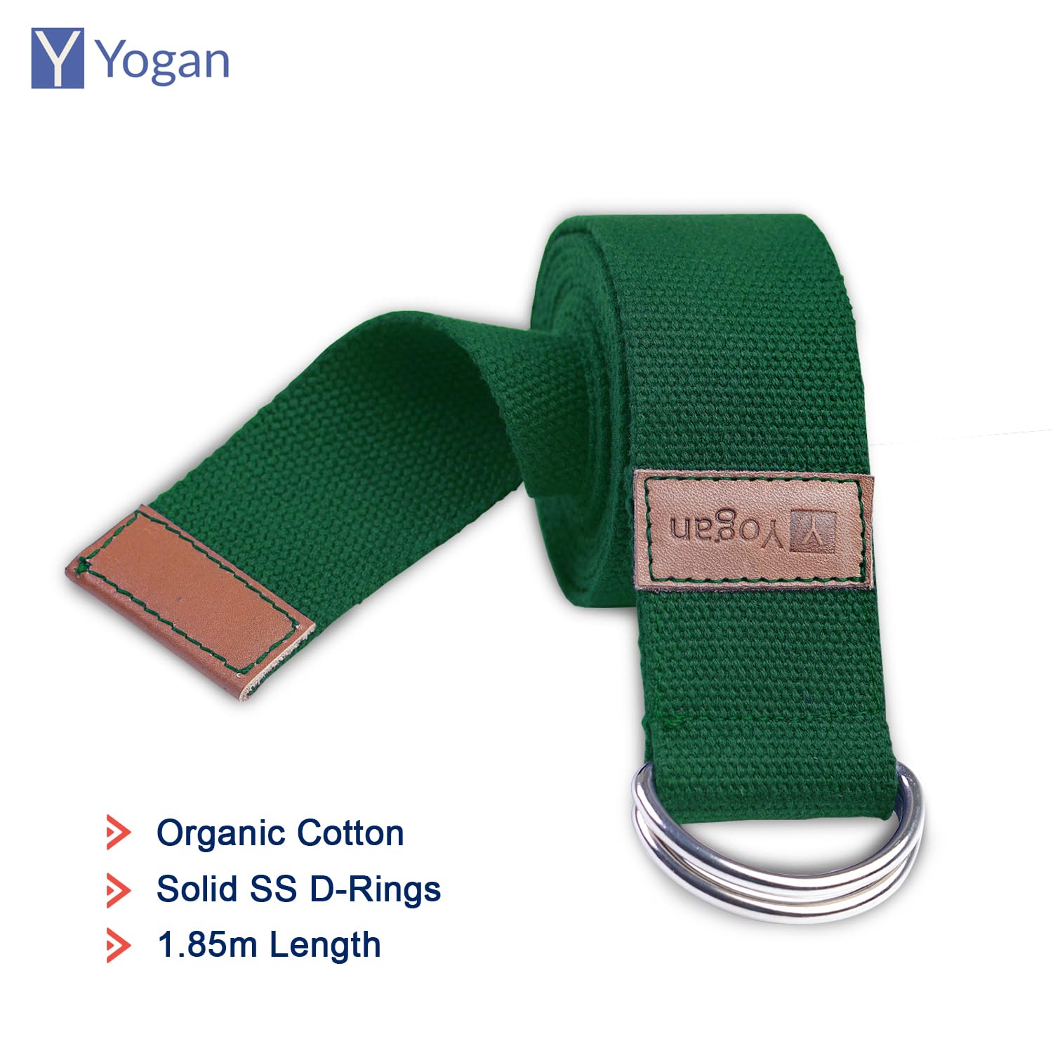 Yogan Cuscino per yoga con cintura/cinghia da yoga, imbottitura in grano saraceno naturale, rivestimento esterno (può essere rimosso e lavato), realizzato in 100% cotone biologico (verde naturale)