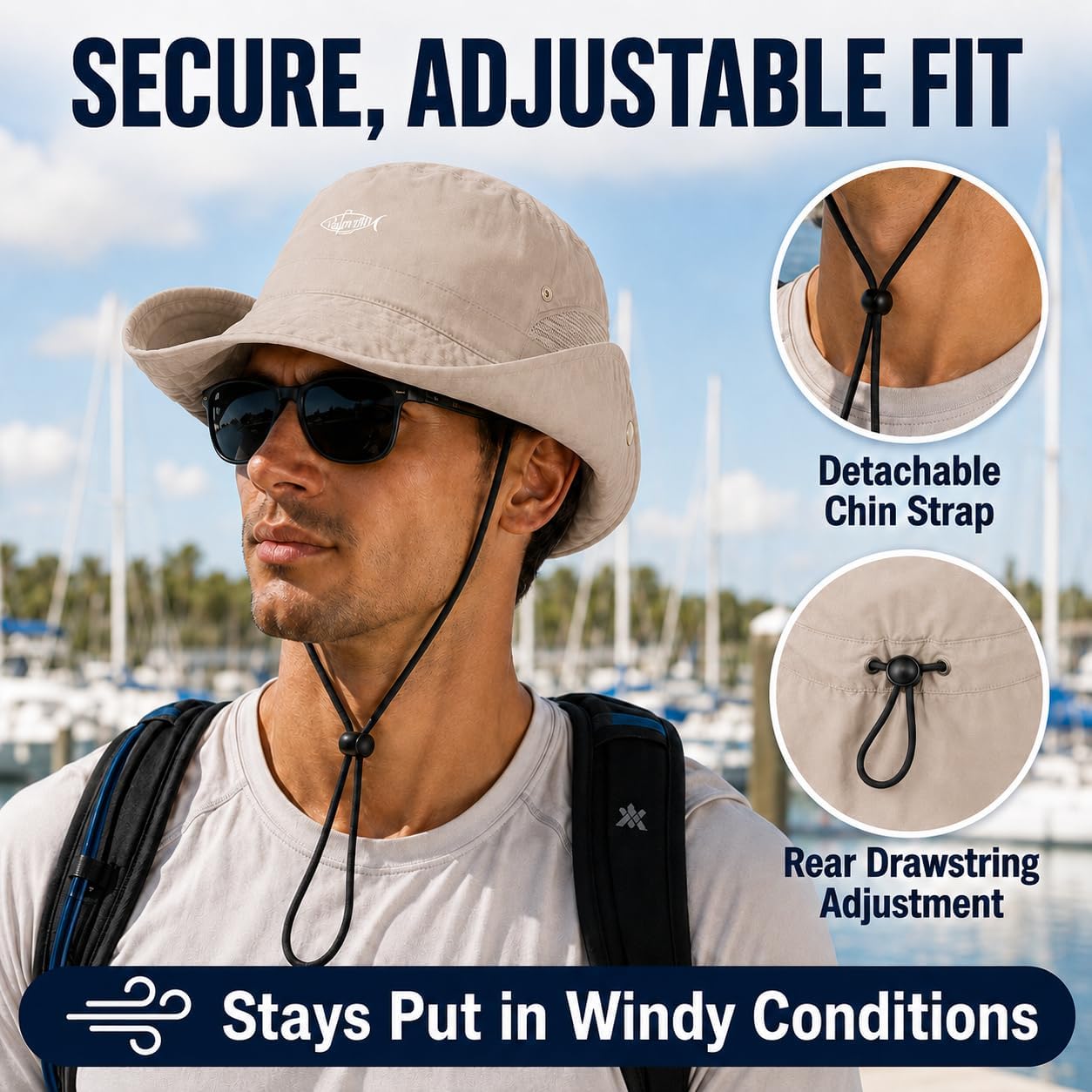 Palmyth Fishing Hat with Detachable Neck Flap UPF 50+ Breathable Sun Hats image 5