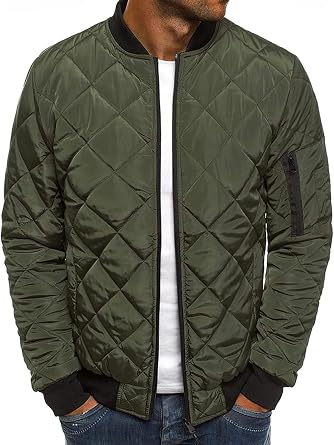Hesjobood Mens Jacket, Quilted Padded Jacket, Thick Cotton Clothing, Thermal Insulation, Cold Protection, MA-1 Flight Jacket, Jumper, Blouson, Outerwear, Outdoor, Riders Jacket