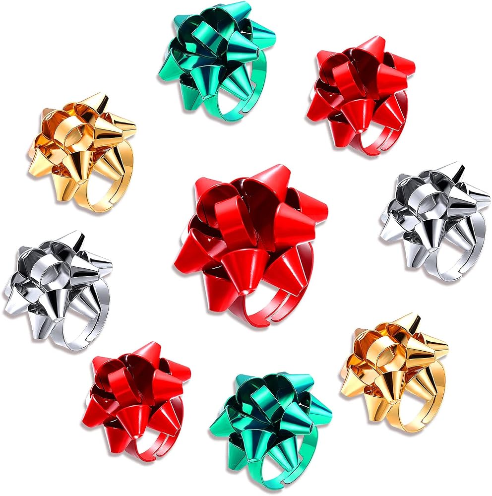 6-Piece Adjustable Christmas Ring Set - Tree, Santa, Deer, Snowflake & More Holiday Jewelry
