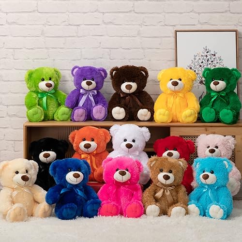 Miniatura 5 de WENMOTDY Oso de peluche súper color para niños novia familia azul 14 pulgadas