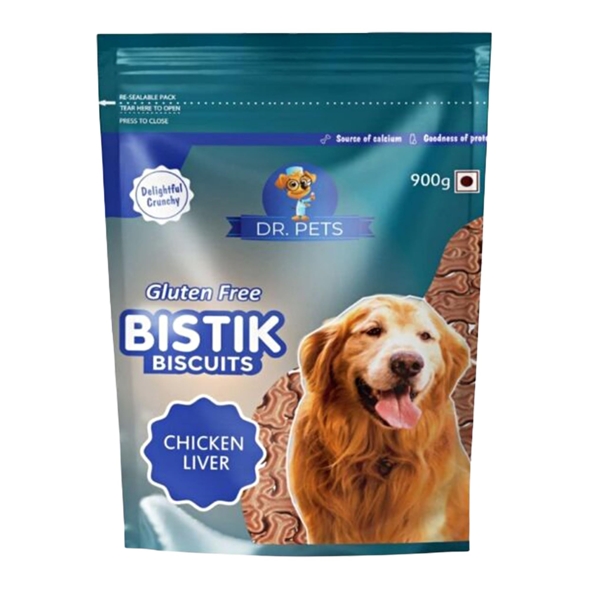 Dr.Pets Bistik Dog Food Treat - Dog Biscuits for Adult Dog & Puppy, Gluten Free Healthy Treats with Fresh & Natural Ingredients, Chicken Liver Flavor 900g Pack of 1 3