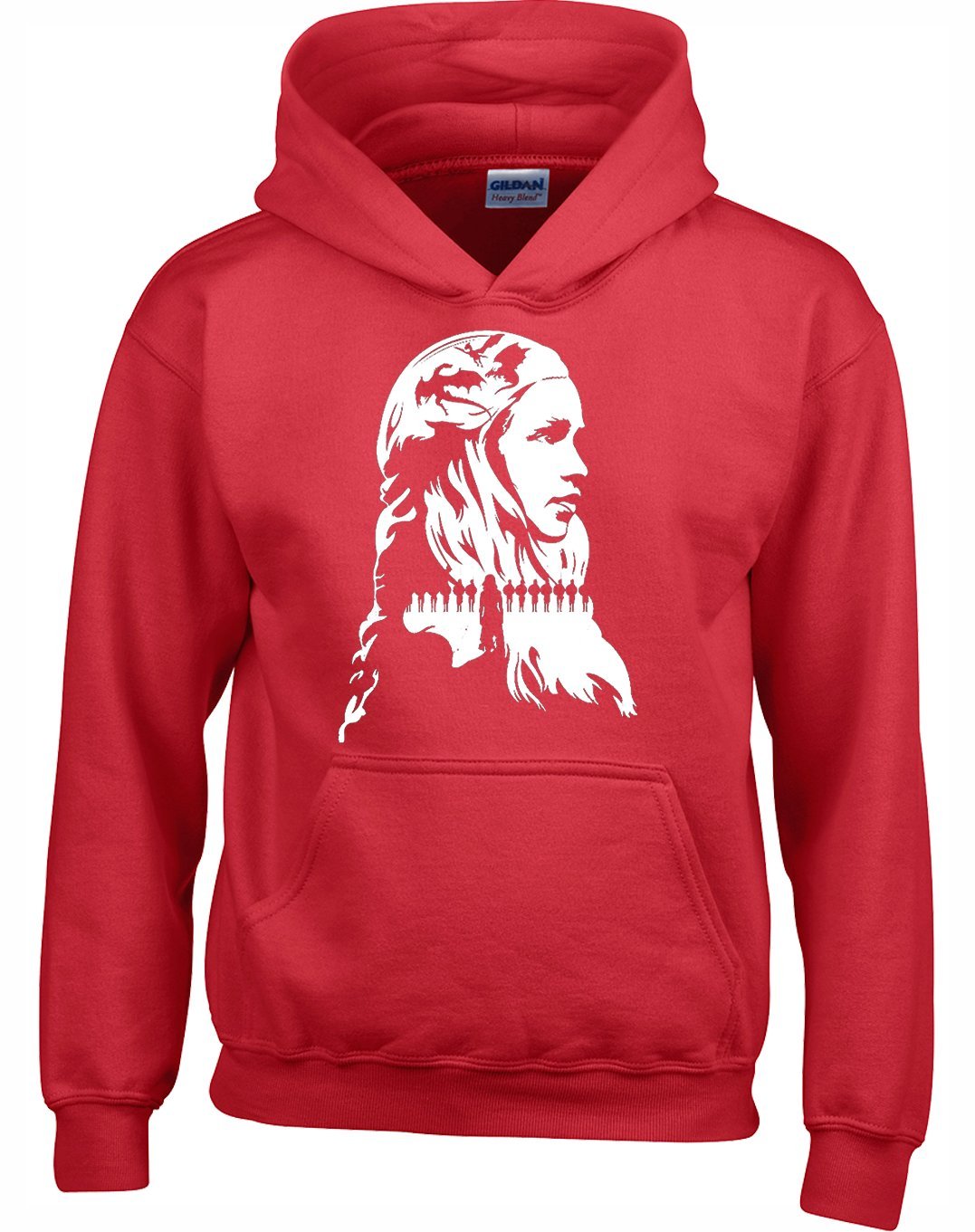 Crown Designs Men's Red Queen Daenerys Silhouette Fantasy Tv Show Inspi Gift Unisex Hoodies For Wo & Teenagers - /Medium