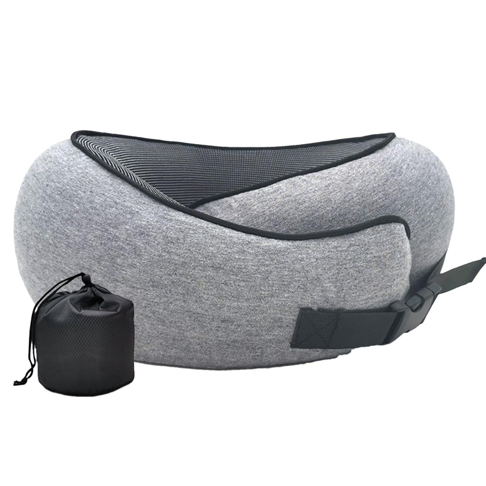 Poduszka Podróżna Do Samolotu Samochodu Poduszka Podróżna Z Pianki Memory Foam Regulowaną Klamrą I Torbą Do Przechowywania Na Szyję Samolotu(Grey)