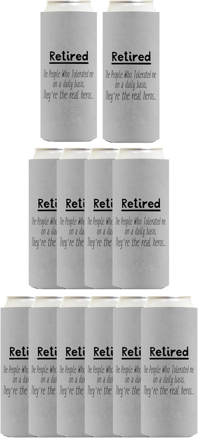 Retirement Gifts For Men Retired The People Who Tollerated Me On A Daily Basis They're The Real Heros 12-Pack Ultra Slim Can Thermocoolers