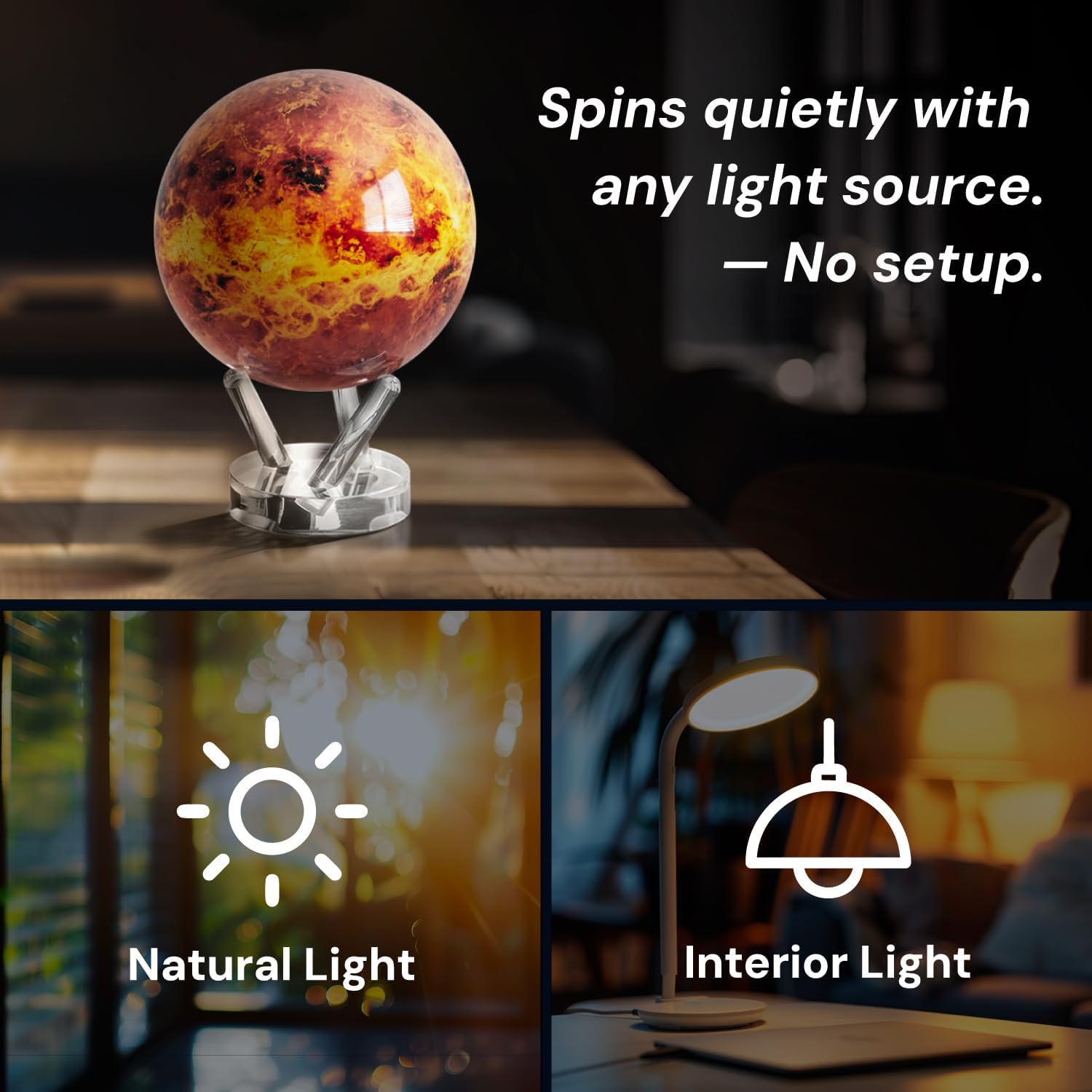 MOVA Globe - Venus Classic (4.5") | Solar Powered Rotating Planet Model for Decor or STEM Learning | Based on NASA Imagery