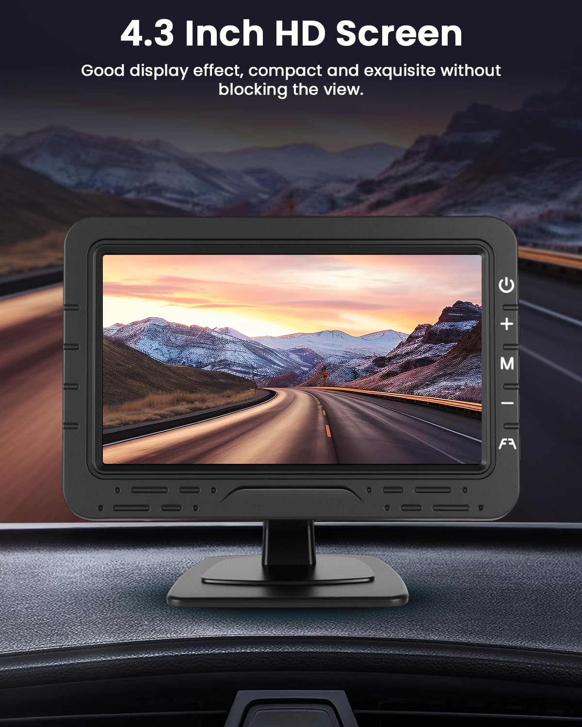 Roinvou Kit Telecamera di Retromarcia Digitale 1080P con Monitor 4.3 Pollici, per Auto, Rimorchio, Camper, Camion, Bus, Impermeabile IP68, Visione Notturna, 12V-24V