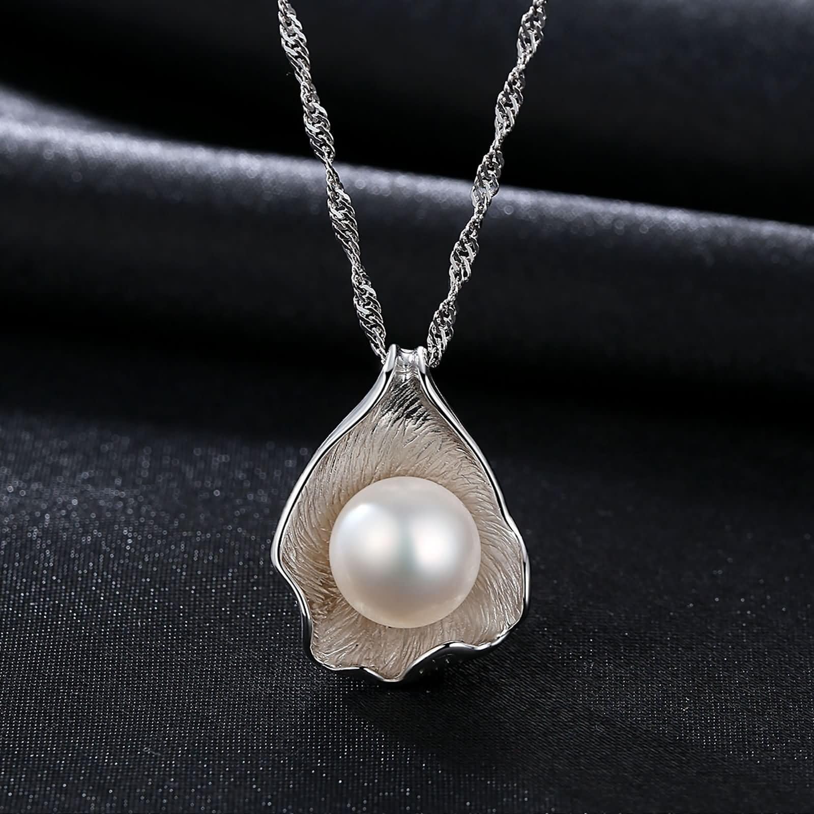 Ciondoli Collana Bianco Donna,Donna Catenina Collana Argento Sterling 925 Conchiglia e Perla Catena Collana Bianco