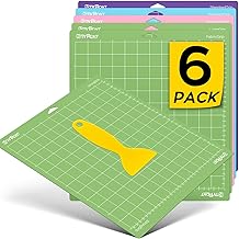 HTVRONT Cutting Mat, 6 Pcs Cutting Mat 12x12(Standard, Light, Strong, FabricGrip) Compatible with Cricut Maker 3/Maker 4/Maker/Explore 3/4/Air 2/One, Variety Adhesive Sticky Cutting Mats Accessories
