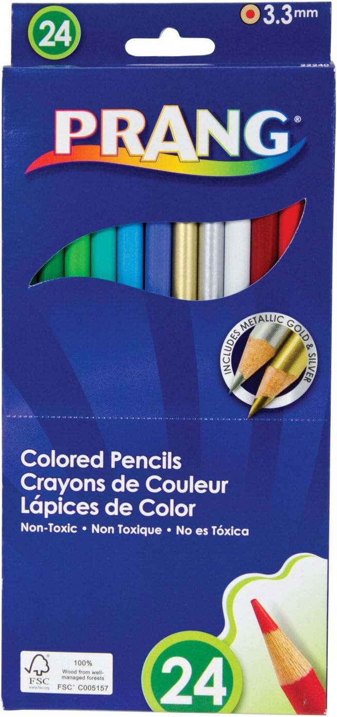 Dixon Prang Presharpened 7Inch Colored Pencils, 24Color