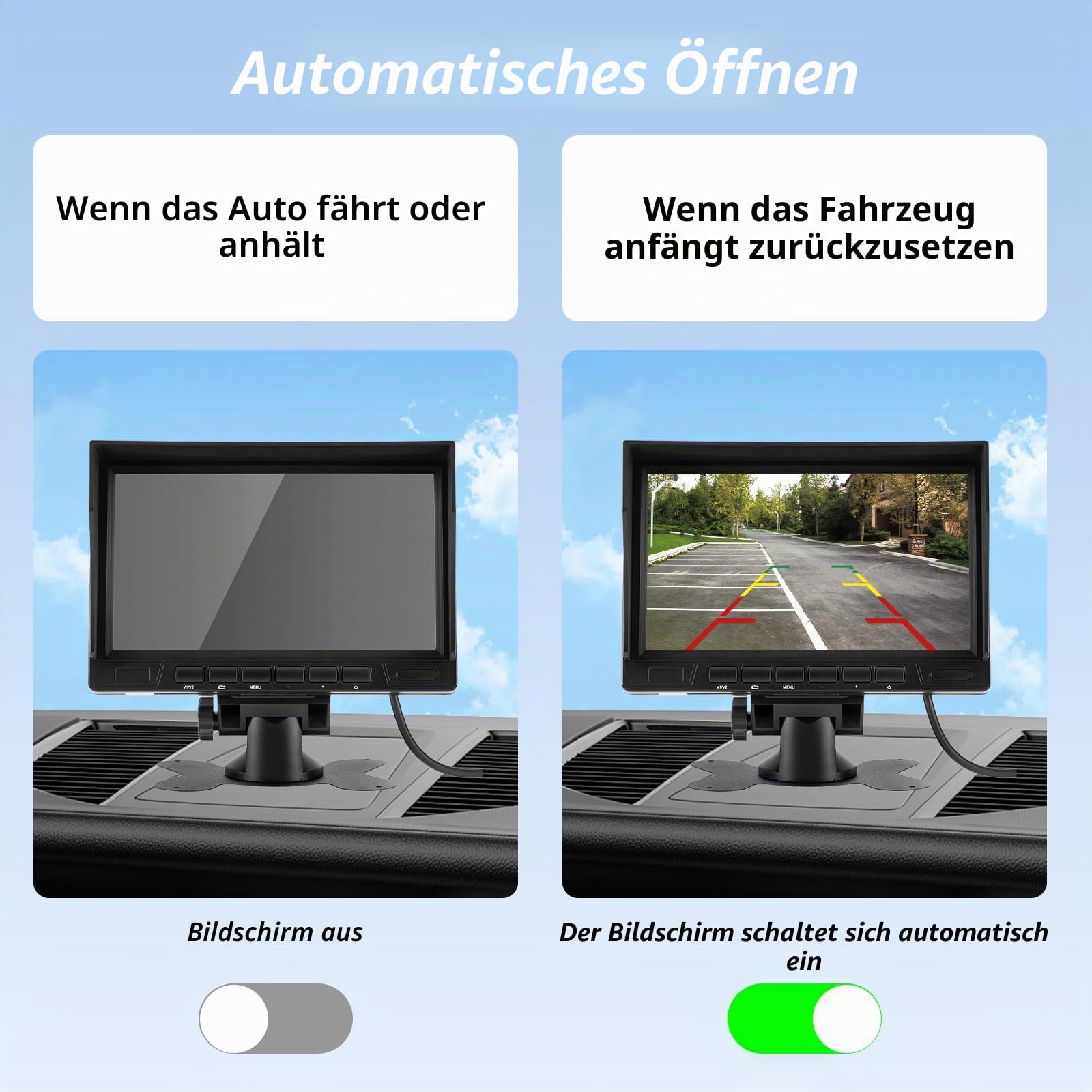 NHOPEEW 7 Zoll Rückfahrkamera Monitor Set mit 1080P Rückfahrkamera - IP69 wasserdicht/Super-Nachtsicht/Weitwinkel - Rückfahrkamera Set für LKW/Bus/Anhänger/Wohnmobile