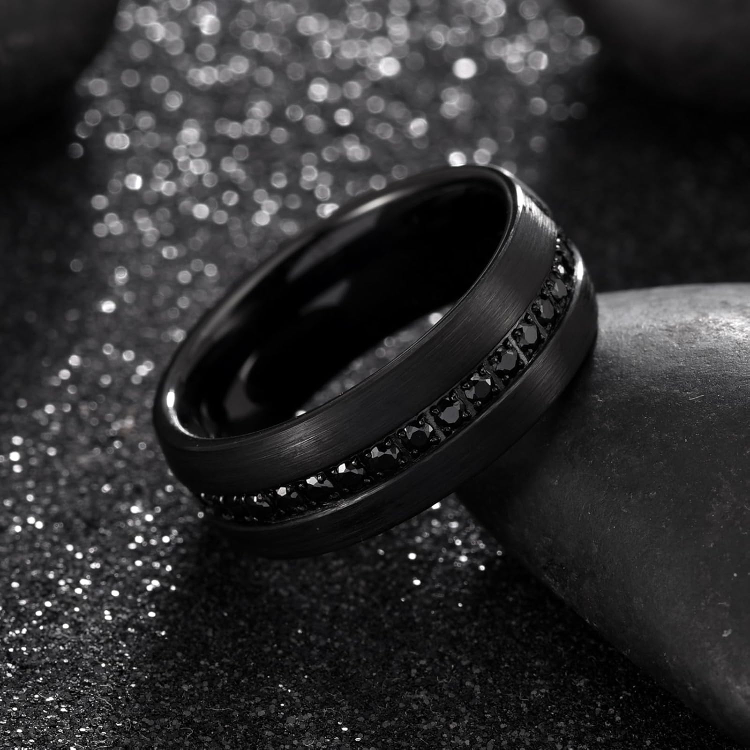 8mm Tungsten Rings for Men Wedding Bands Cubic Zirconia Promise Engagement Pinky Ring Comfort Fit Size 8-14 - Image 5