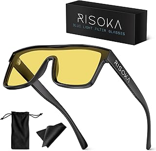 RISOKA Gaming Blaulichtfilter Brille - Entlastet Augen beim Spielen & Arbeiten - Bildschirmbrille mit Blaulicht Schutz für Damen & Herren - Anti Blue Light Glasses Blaufilter