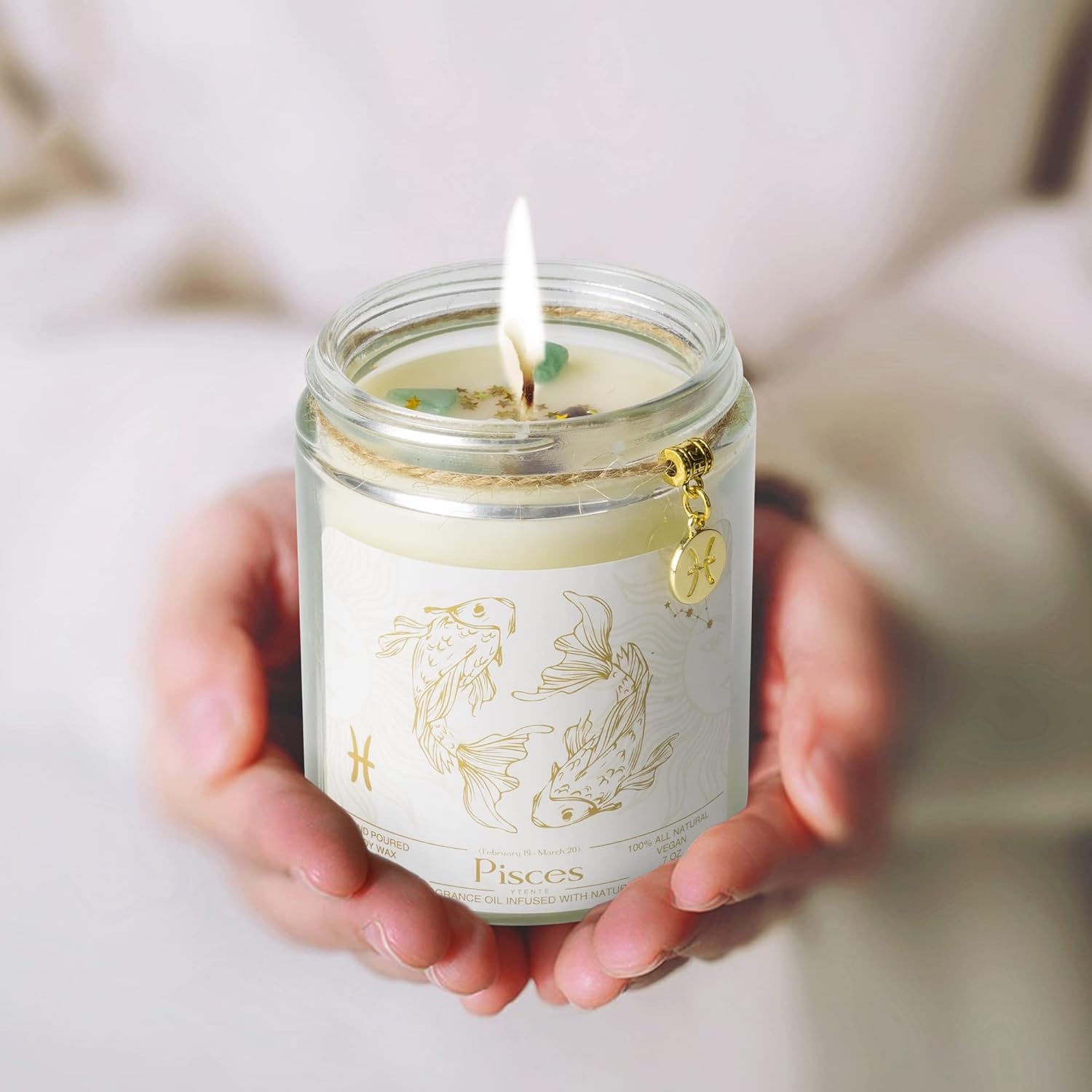 Pisces Zodiac Sign Candles Gift, Zodiac Sign Crystals Candles Jar,Astrology Lavender Scented Soy Stones Candles Best Friends Gifts for Women Men Sister Brother Funny Birthday Gift - Image 6