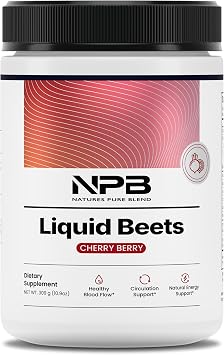 Natures Pure Blend Organic Beet Root Powder Nitric Oxide Booster L-Arginine Liquid Beets for Blood Flow Circulation & Energy Pre-Workout Endurance Support 8,000 MG