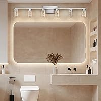 Vista 7 de SADENICEL 6 Light Brushed Nickel Bathroom Light Fixtures, LED Vanity Lights Crystal White/Neutral/Warm Bathroom Lights Over Mirror for Bathroom