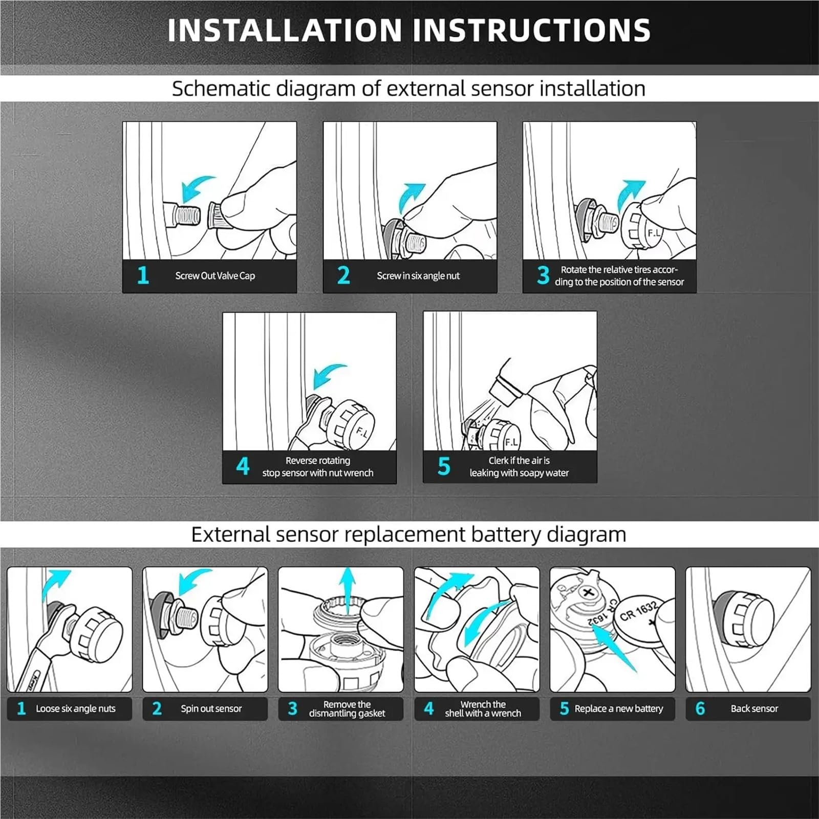 Sistema di Allarme for la Temperatura dei Pneumatici TPMS for Moto con Ricarica USB e Uscita Rapida monitoraggio dell'Allarme for for(K05-External)