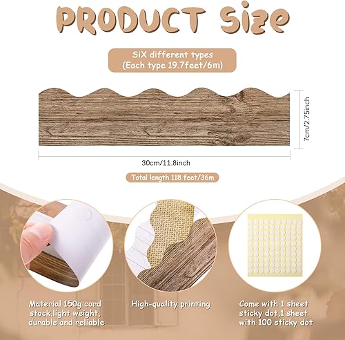 Vista 69 de Containlol Bordes de aula para tablón de anuncios, 118 pies, temática de animales de safari con ribete festoneado, tablero de anuncios colorido