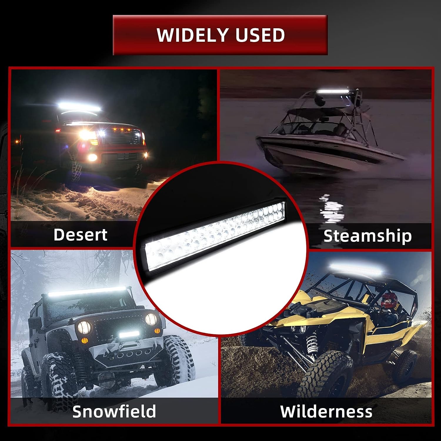 YITAMOTOR LED Light Bar 22 inches 120W Light Bar Combo & 2pc 18W Spot Pod Lights & Wiring Harnesses Compatible for Pickup, Off Road, Truck, 4X4, ATV, Boat, Motorcycle, Trailer, IP68 Waterproof