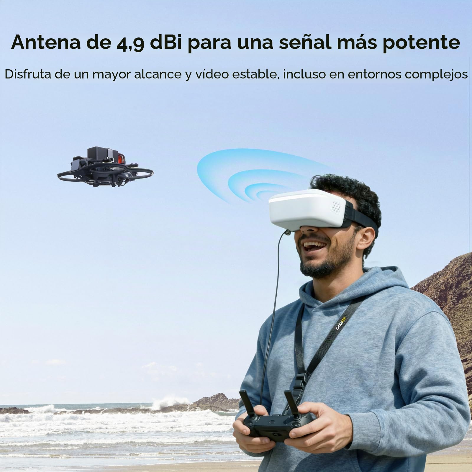 CADDXFPV Walksnail Avatar HD FPV Gafas L - Pantalla de 1080p de 4.5 pulgadas, seguimiento de cabeza, experiencia de vuelo inmersiva, señal PPM, ranura Micro SD, personalización de lentes, compatible