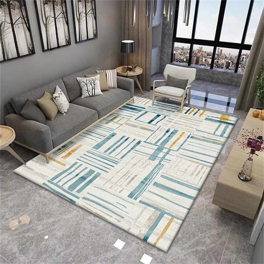 Tapis de couloir bleu 50x70cm : atténuez les bruits et décorez votre chambre