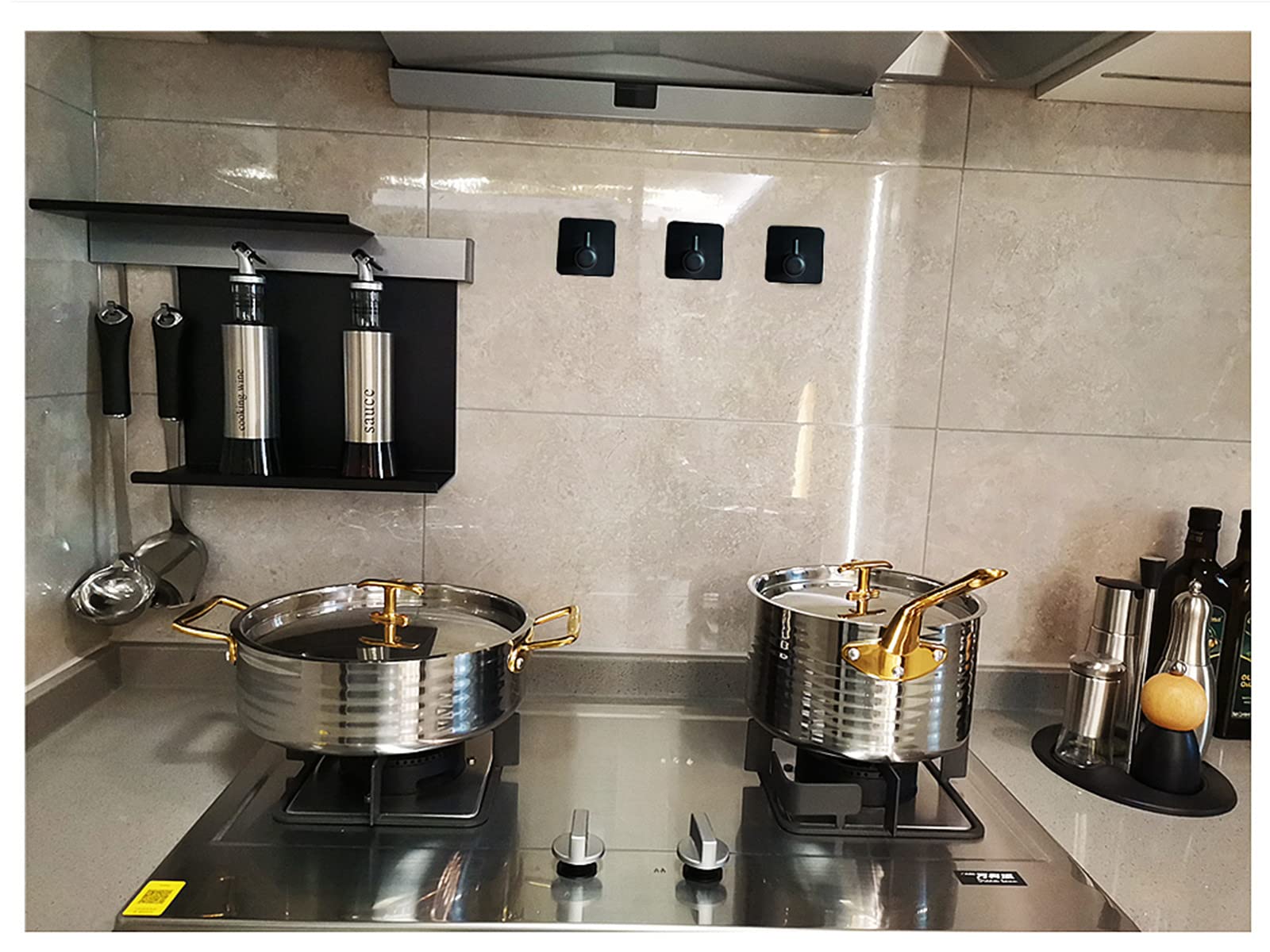 Ganchos para toallas, 6 unidades, autoadhesivos, ganchos de pared, sin agujeros, de acero inoxidable, ideal para baño, baño, cocina, oficina,negro
