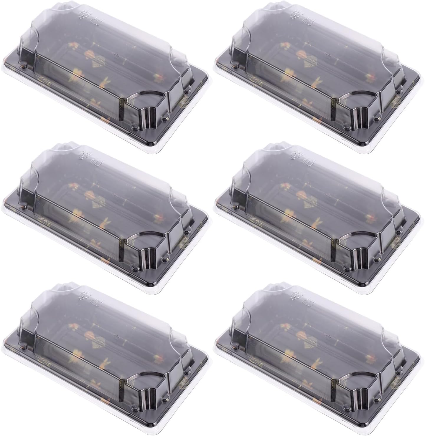 Angoily Disposable Plastic Sushi Box Meal Prep Containers with Lids, 50pcs Food Storage Bento Boxes for Takeout and Lunch Packing