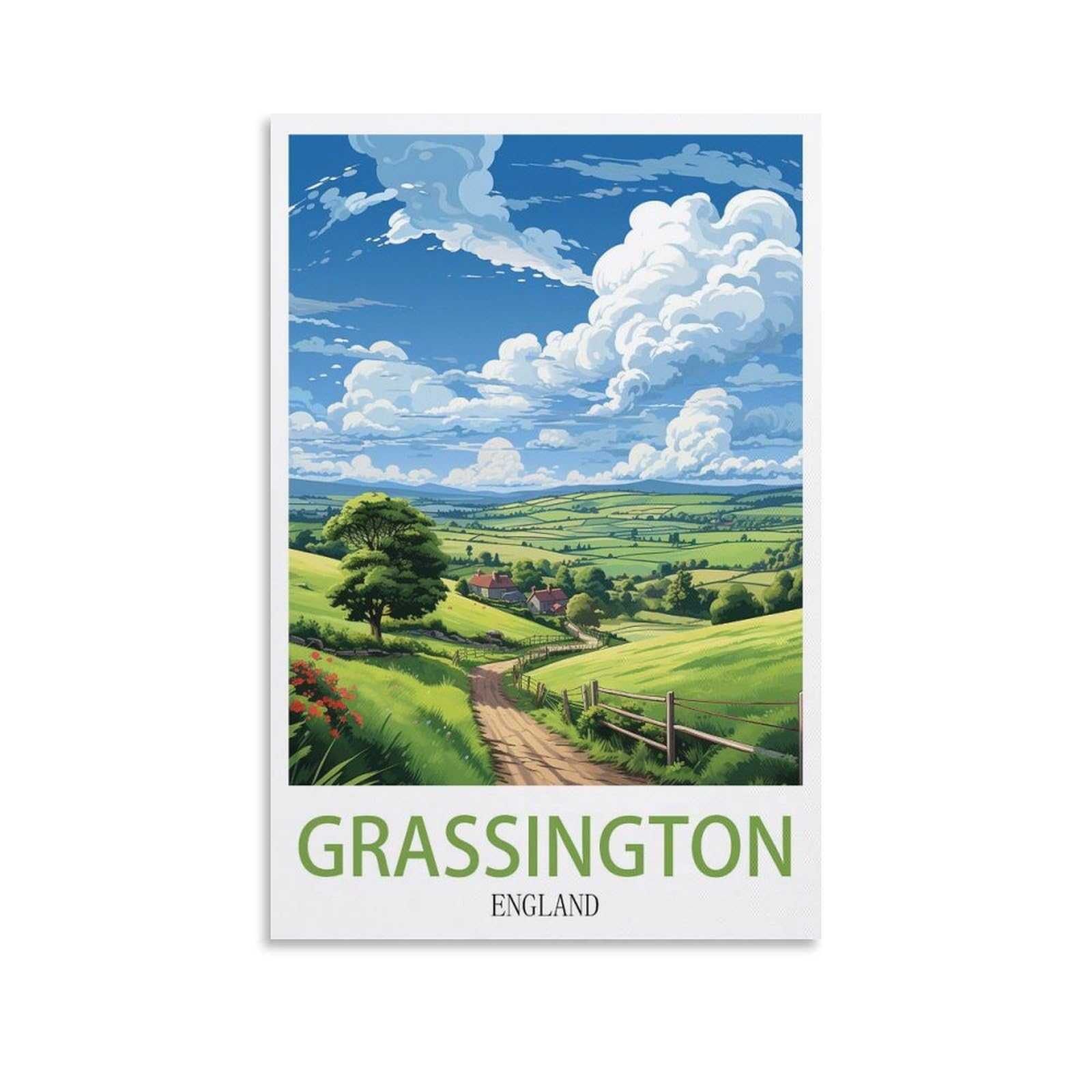 EZMLFA 5D Diamond Art Kits for Beginner,Grassington England,Diamond Art House DIY Diamond Art Kits for Home Wall Decor 50x60cm