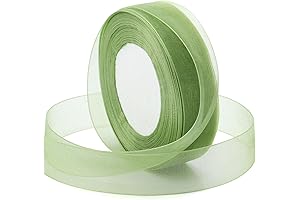 Green Sheer Mesh Ribbon for Gift Wrapping, Crafts, Bouquets, and Ornaments
