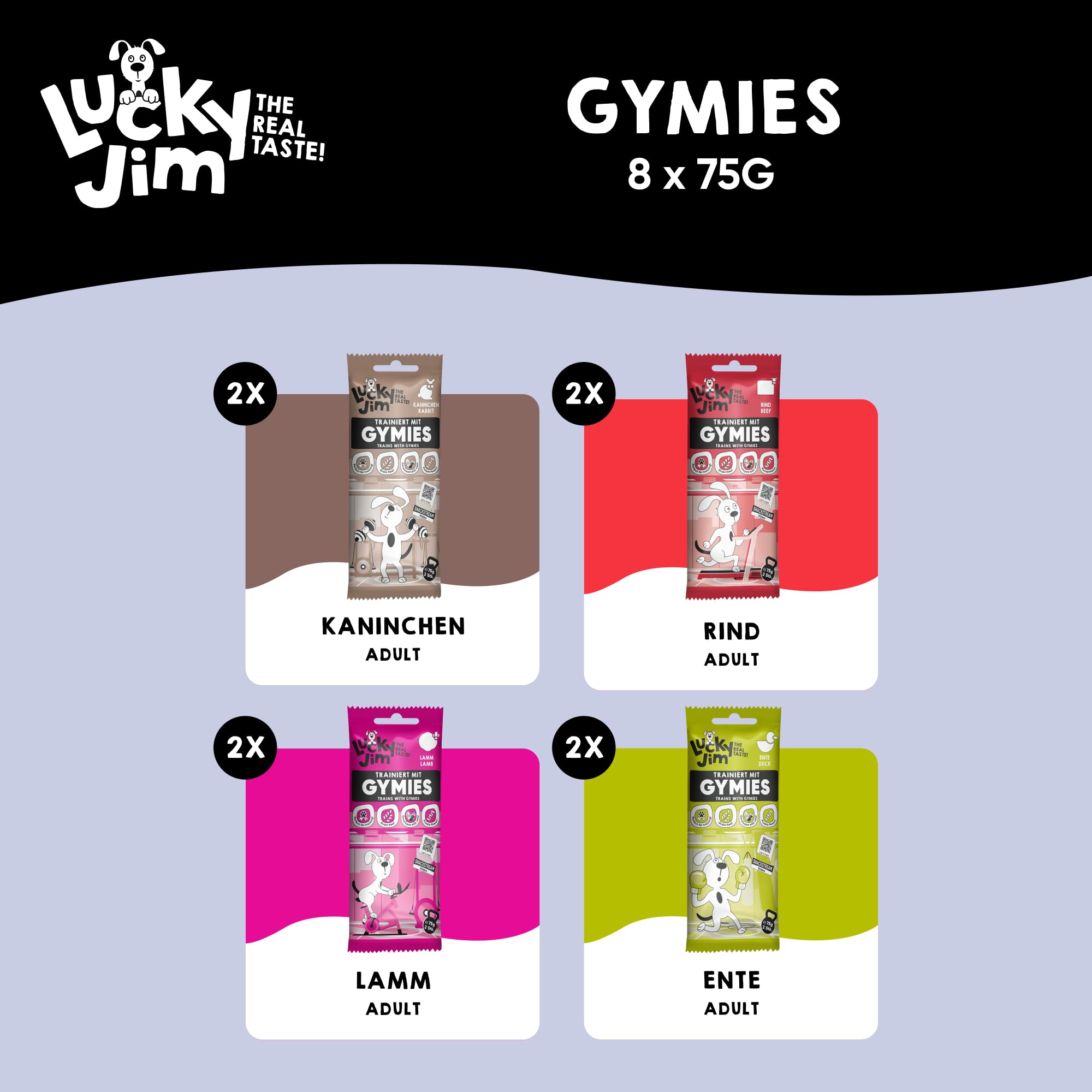 LUCKY JIM Hunde Leckerlies im Kennenlern-Paket - getreidefrei, ohne Zuckerzusätze & mit hohem Fleischanteil für viel Protein - ideal zum genießen & knabbern oder als Hunde Trainingsleckerli