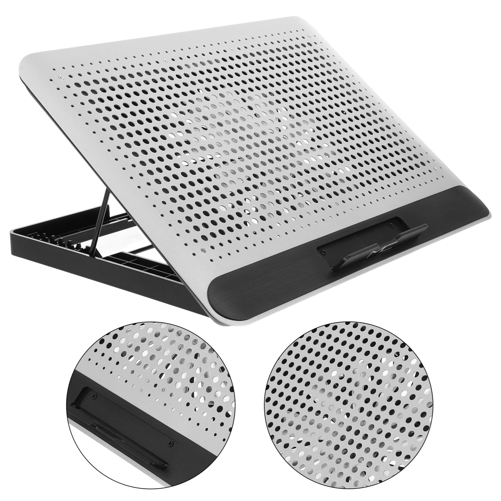Holibanna Notebook Ultra Dünn Aluminium Legierung Kühlmatte mit USB Leiser Lüfter Ergonomischer für Angenehmes Arbeiten zu Hause