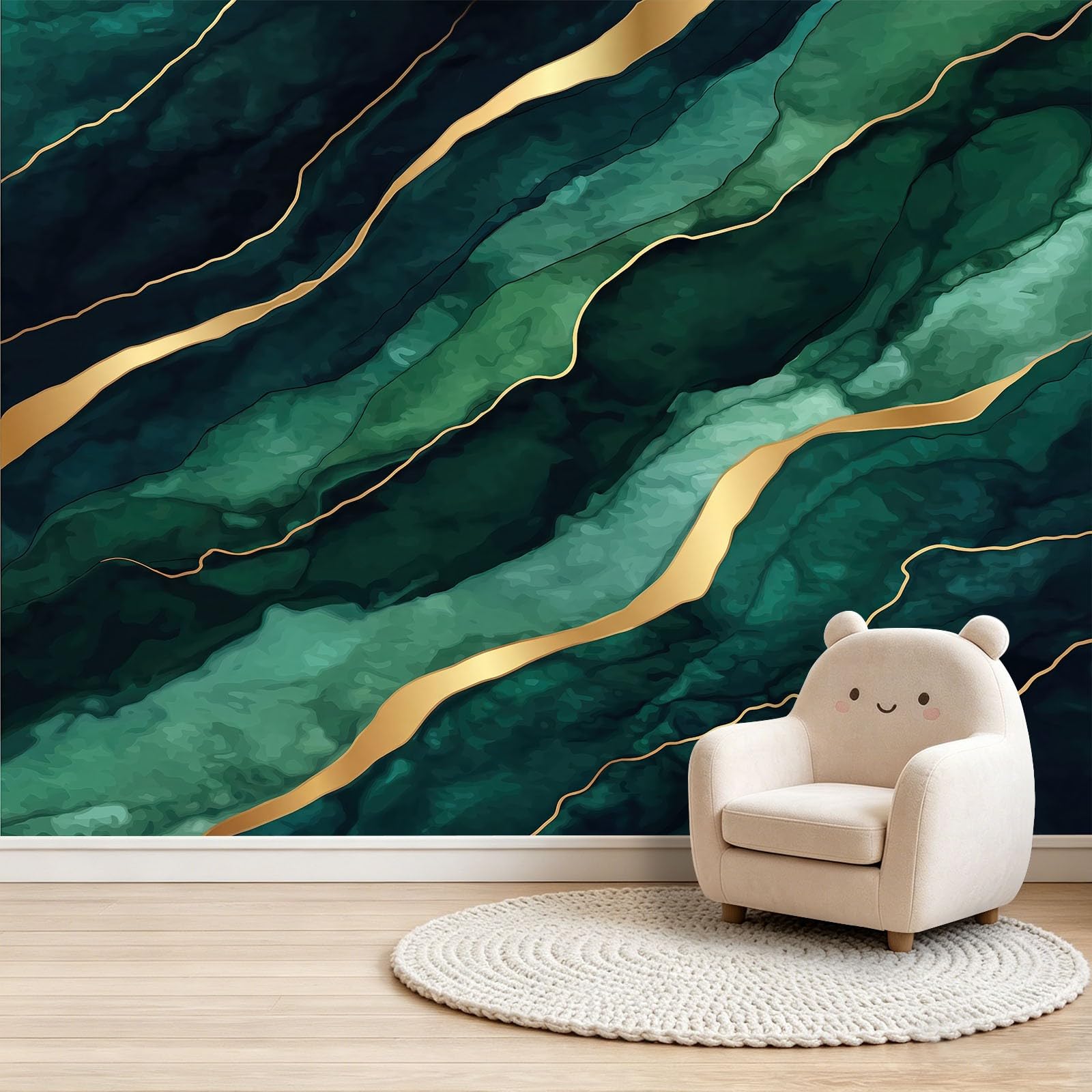 Abstrakcyjna luksusowa tapeta z włókniny, 350 x 256 cm, tapeta do sypialni, tło łóżka i korytarza, efekt 3D, dekoracja ścienna dla miłośników estetyki, plakat ścienny, wzór fali, złota kropka, marmur