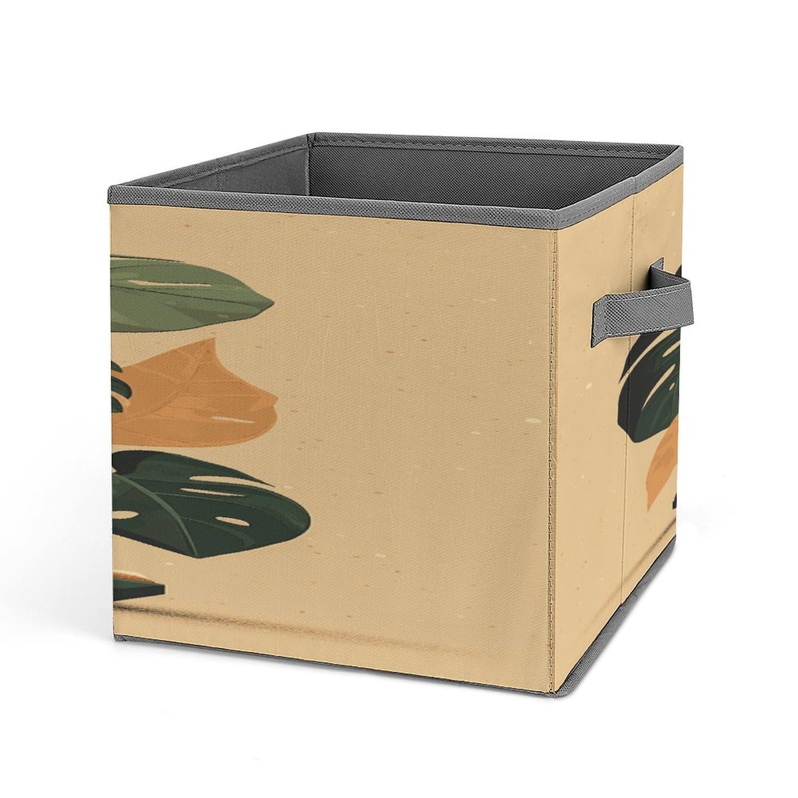Fekiloot Style Gray Monstera Plant Storage Bins Storage Baskets