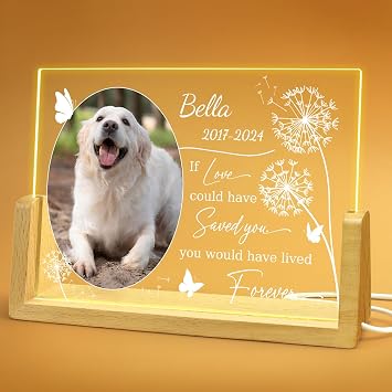 Personalized Pet Memorial Gifts - in Memory of Dog Night Lights, Custom Dog Memorial Gifts for Loss of Dog, Memorial Plaques for Dogs