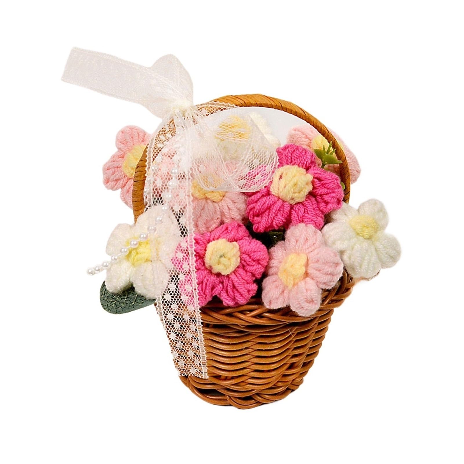 EXKURPOO crochet plant 1PC Handmade Crochet Flower Bouquets, Knitted Daisy Bouquet For Christmas, Home Decor, Birthday For Woman Wife Mom for home