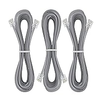 Vista 11 de Paquete de 3 cables de extensión de teléfono de 1 pie con enchufes RJ11 6P4C estándar para teléfono fijo y fax (3, negro, 1 pie)