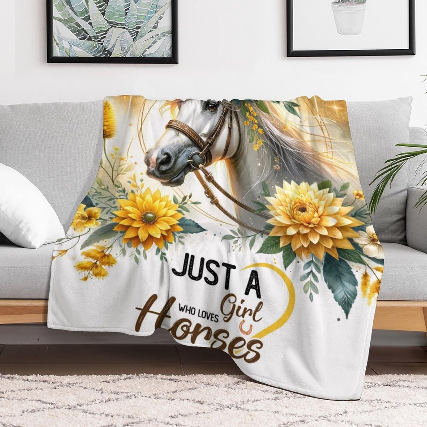 Horse Throw Blanket - Soft Flannel Blankets for Girls Boys Kids - Warm Horse Throw Blankets for All Season Lap, Chair, Sofa - 50"x40" - Image 2