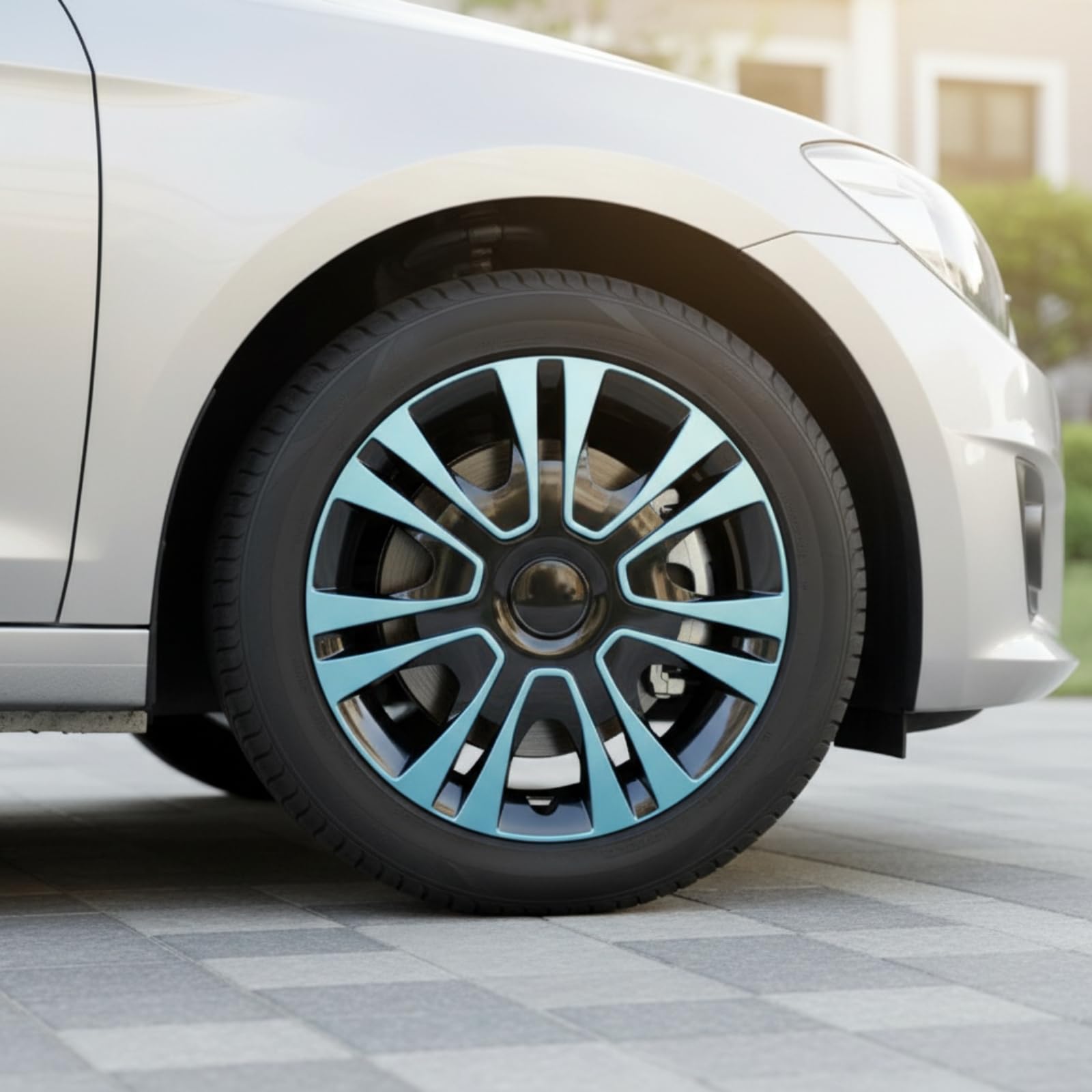 4 Pezzi Copricerchio per 13 Pollici Instzione Rapida Borchia Perfetta Vestibilità Copriruota per Auto, Manutenzione, Argento Brillante, 13 Pollici