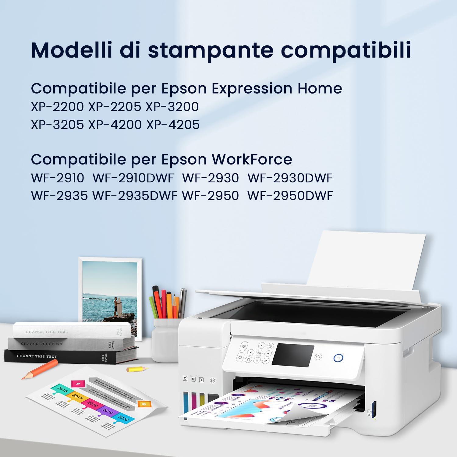 Hookink 604XL Cartucce d'inchiostro Compatibili per Epson 604 XL Multipack per XP-2200 XP-2205 XP-3200 XP-3205 XP-4200 XP-4205, Epson WF-2930 WF-2910 WF-2935 WF-2950 (Nero,Ciano,Magenta,Giallo)