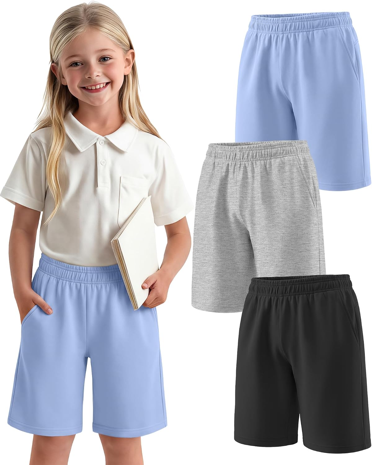 3 Pack Girls Bermuda Shorts Knee Length