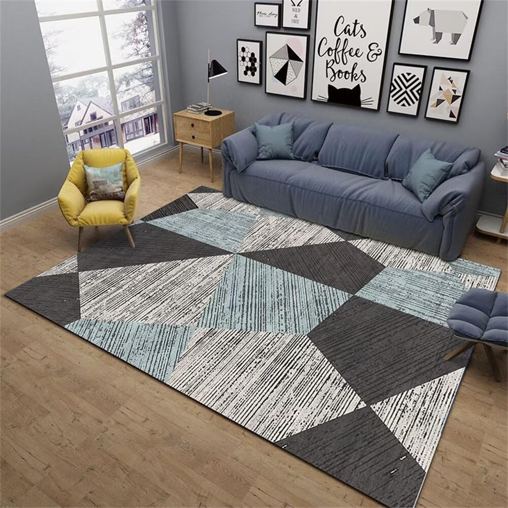 Tapis de salon facile à entretenir 80x150cm à motifs gris