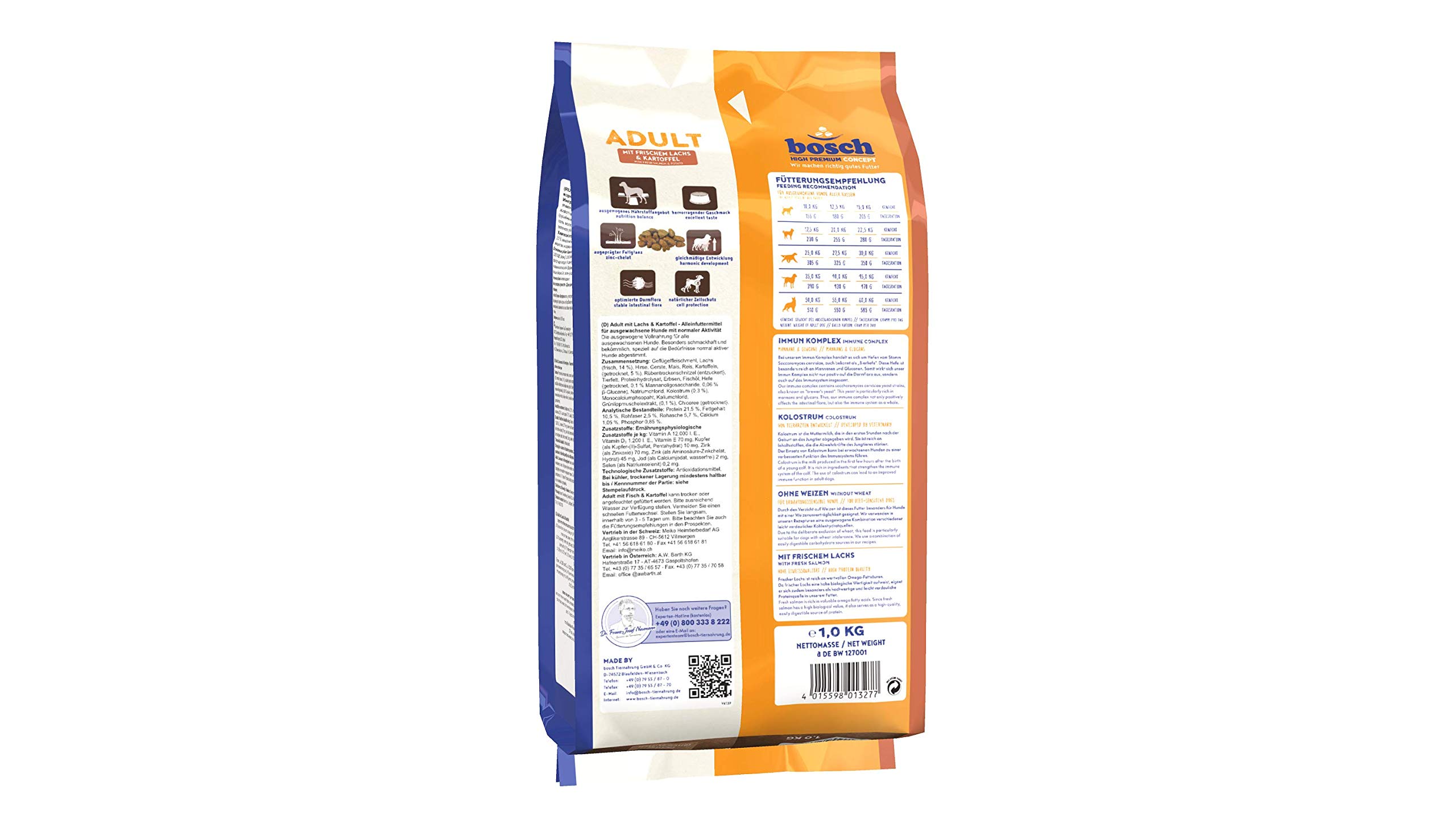 bosch HPC Adult ze świeżym łososiem i ziemniakiem, sucha karma dla dorosłych psów wszystkich ras, 1 x 1 kg