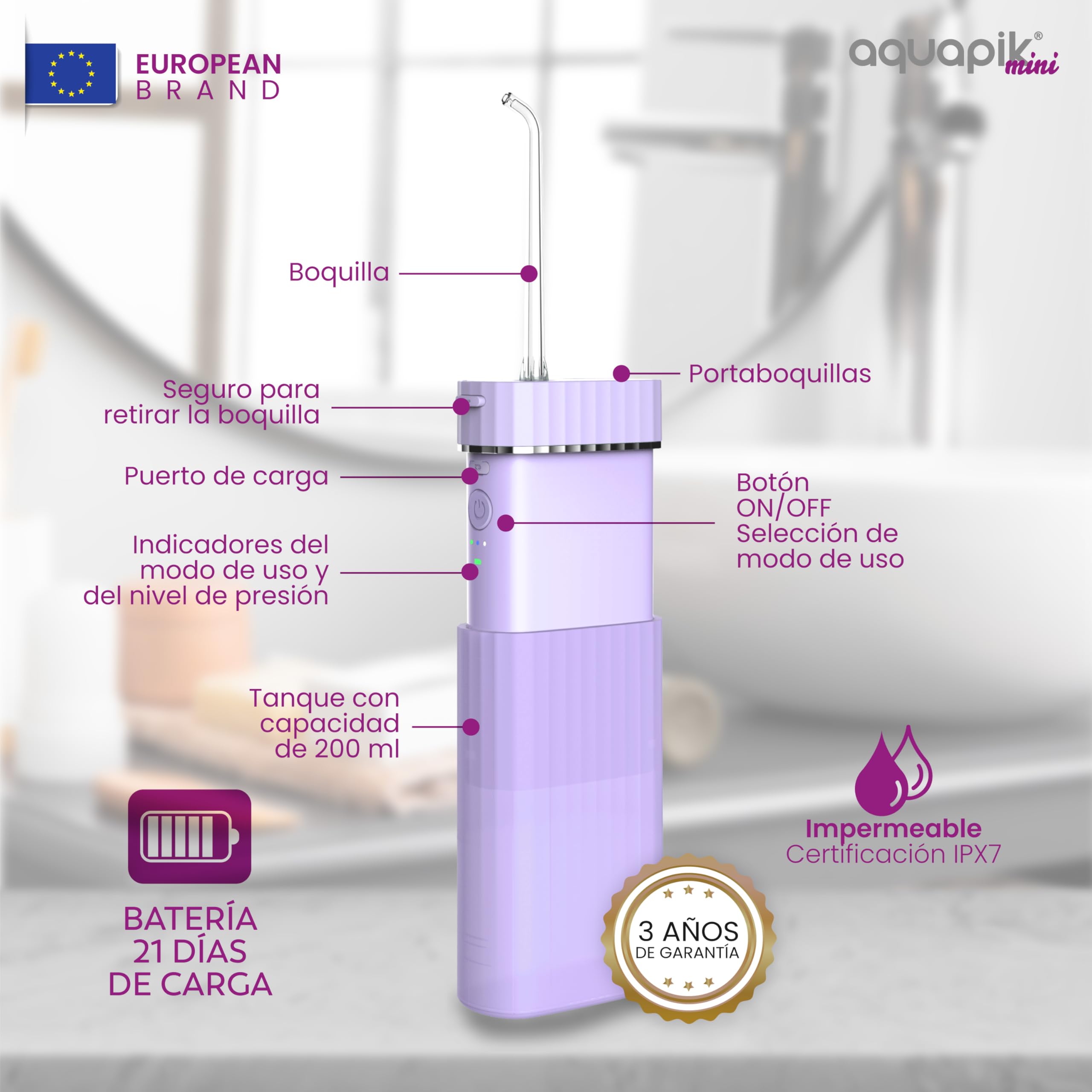 Compra Inteligente: Aquapik® Plus Irrigador dental + Aquapik® Mini en un Pack | Ahorra y Cuida Tu Salud Bucal en Casa y Viaje |Cubre diferentes necesidades bucales | Cuidado Premium