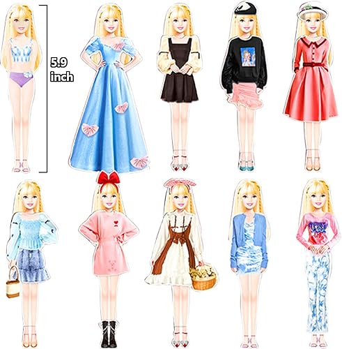 Miniatura 24 de Muñeca de papel magnética de princesa, juguetes de simulación, juego de rompecabezas para niñas de más de 3 años, aprendizaje preescolar, juego