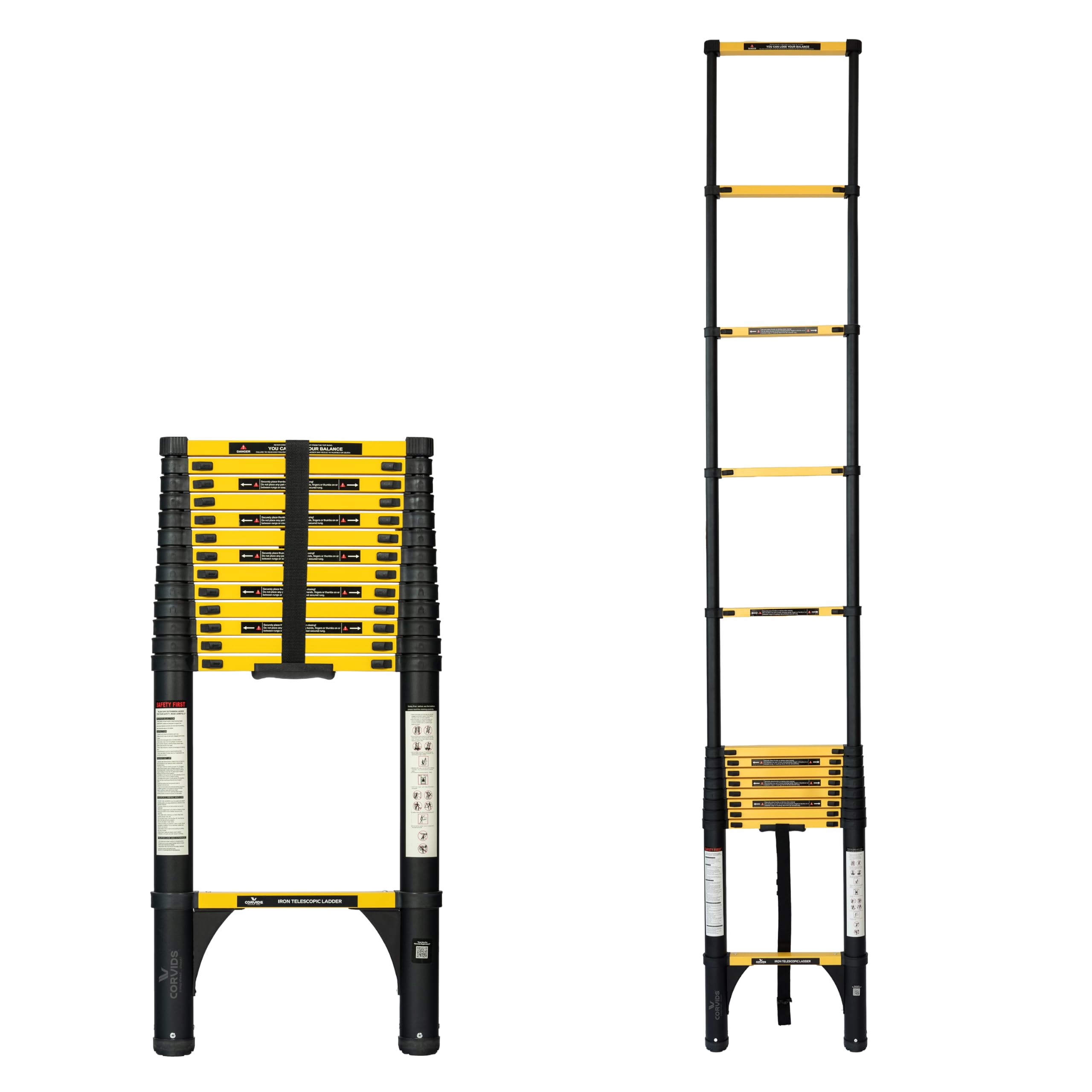 Corvids 5.6m (18.5 Ft) Foldable A-Type Carbon Steel Telescopic Ladder (18-Step), 2-Year Warranty | Heavy Duty Multi-Purpose Extension Ladder, EN131 Certified, Rustproof, 150 kg Capacity — Amazon image 15