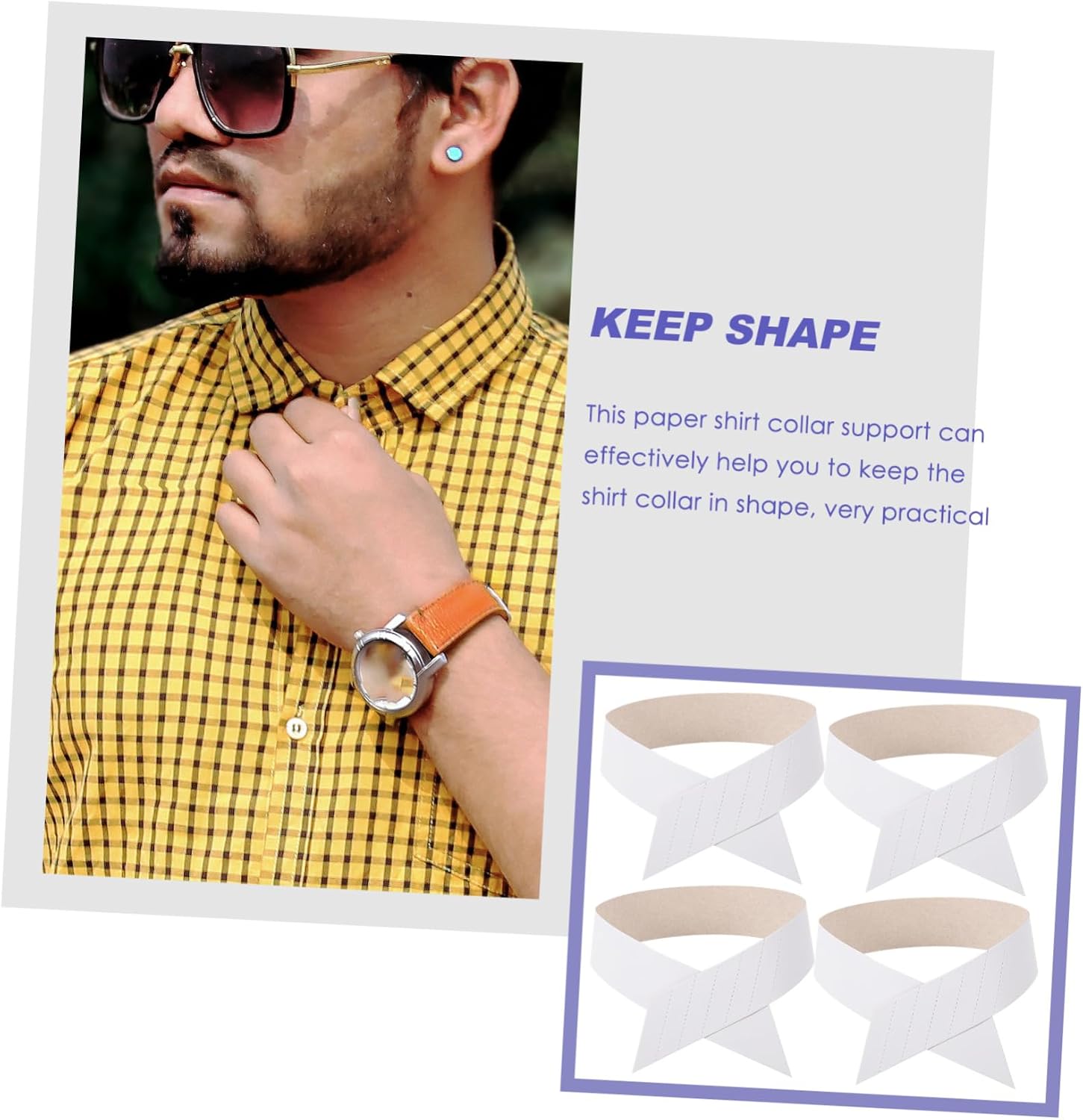 VALICLUD 100pcs Shirt Collar Support Paper Stays for Men’s Dress Shirts Collar Fixing Inserts for Formal Wear