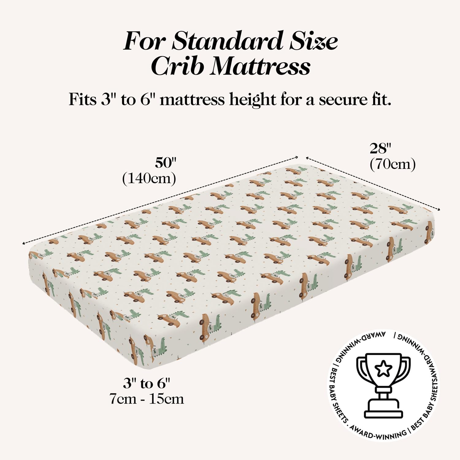 100% Organic Cotton Baby Crib Sheets (3-Pack), GOTS Certified, Soft Fitted Sheets for Mini Mattress & Pack n Play - Image 3